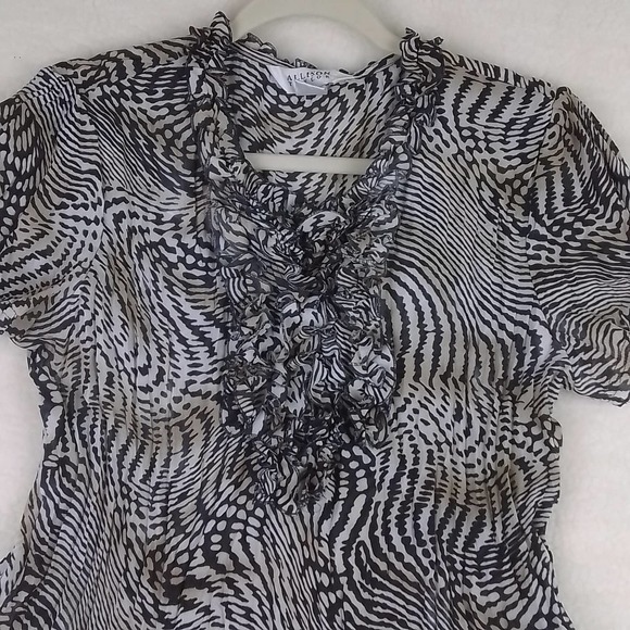 Allison Taylor Semi Sheer Blouse Size Large in Animal Print - Picture 2 of 10
